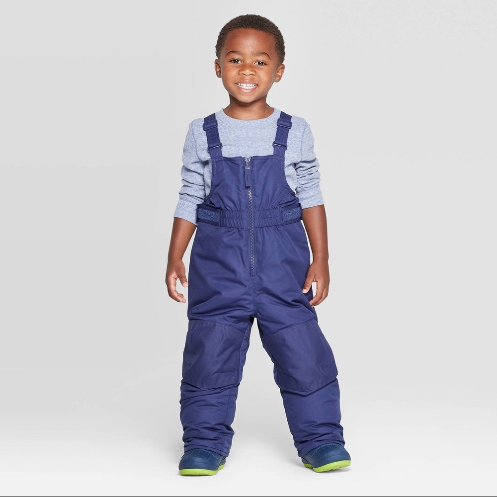 Navy blue waterproof toddler ski bibs